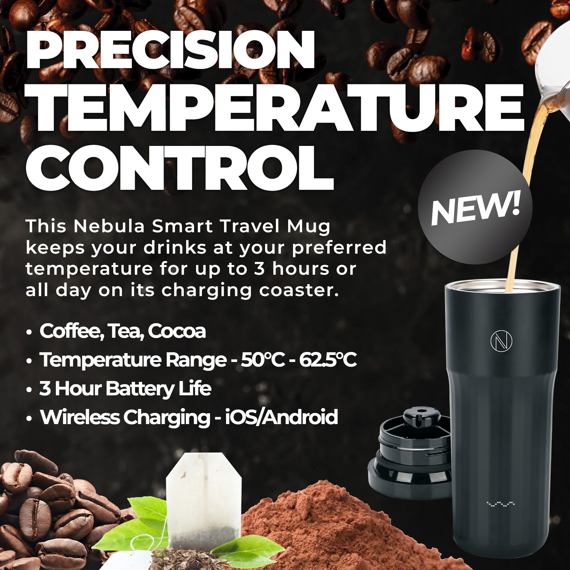 Nebula Smart Temperature Controlled Travel Mug - 355ml Nebula Temperature Controlled Travel Mug