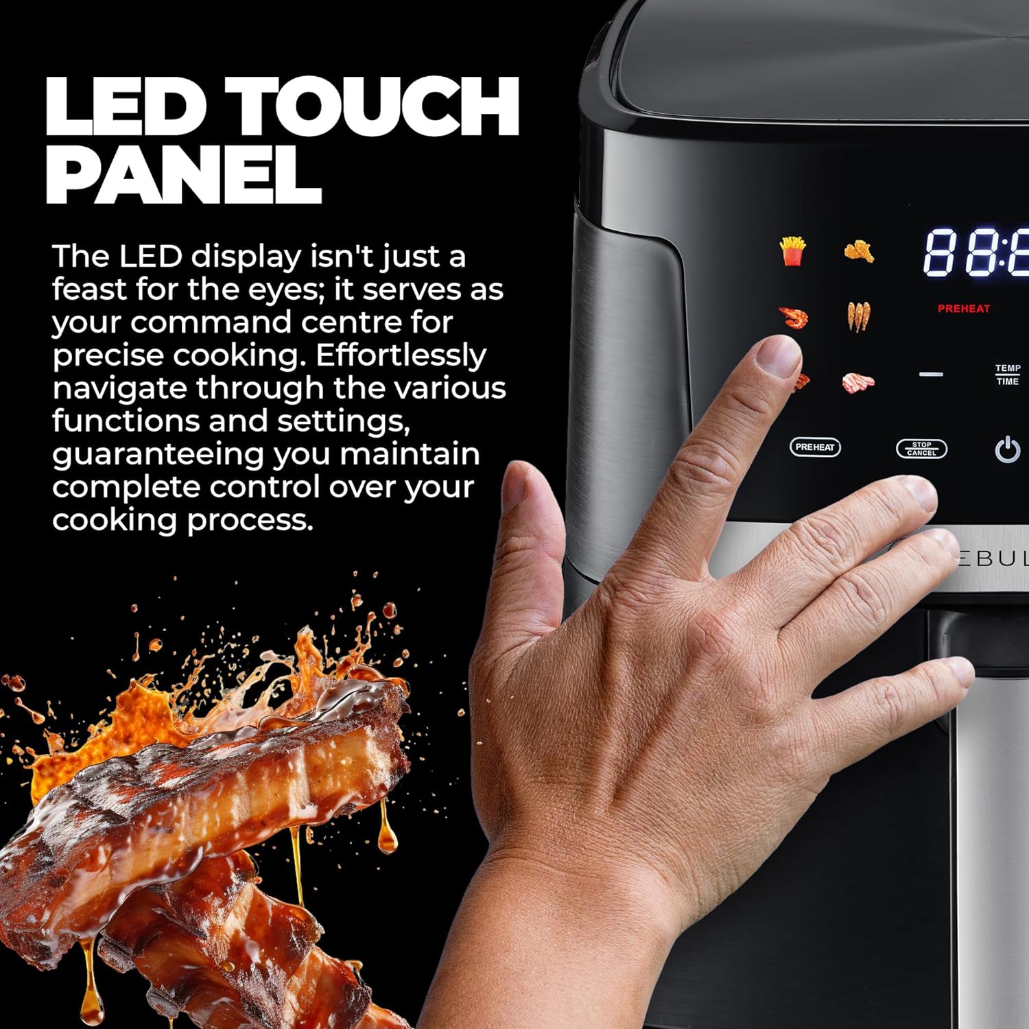 Nebula Single Tray Air Fryer Nebula LED Touch Panel For Air Fryer