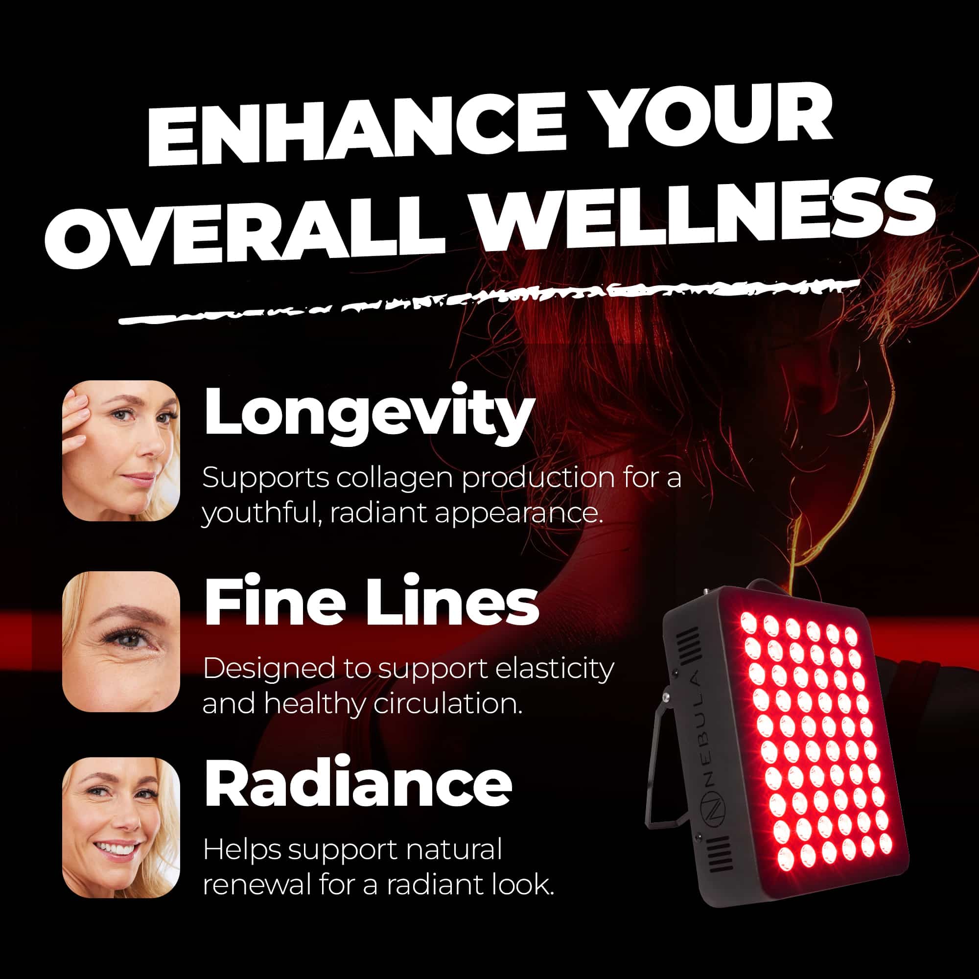Nebula LED Red Light Therapy Device for Face & Body 660/850nm (300W) red light 300w